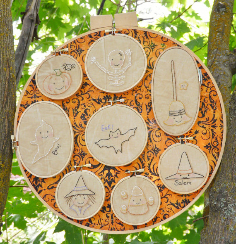Mini Halloween Hoop embroidery 20 designs pattern Shirley Hudson Designs