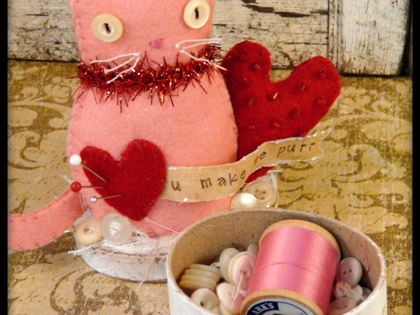 Valentine Kitty Cat Make DO pattern pin keep box
