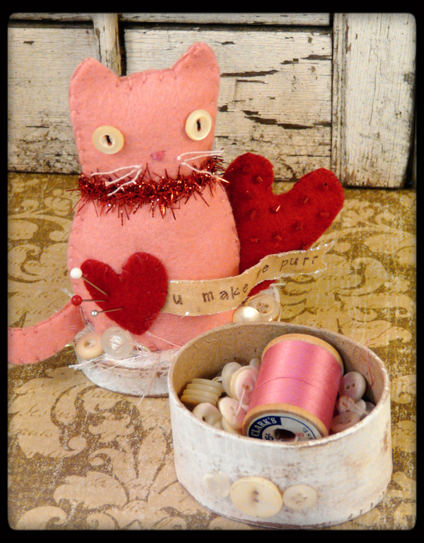 Valentine Kitty Cat Make DO pattern pin keep box