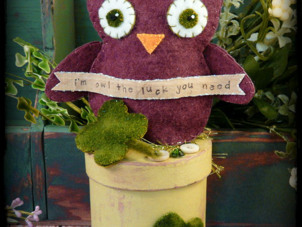 Owl the luck you need wool felt St. Patrick's day pattern, #324