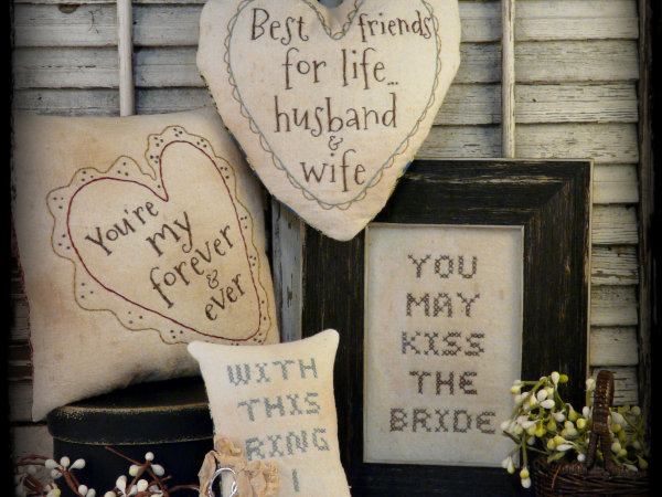 Primitive country wedding 4 project embroidery pattern #327