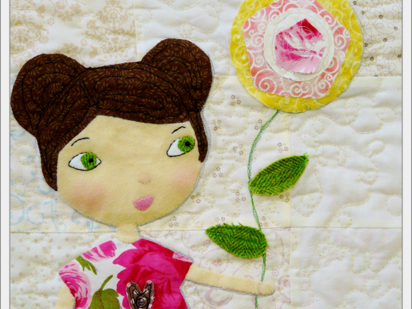 She lingers in her garden Quilt pattern rose wall hanging