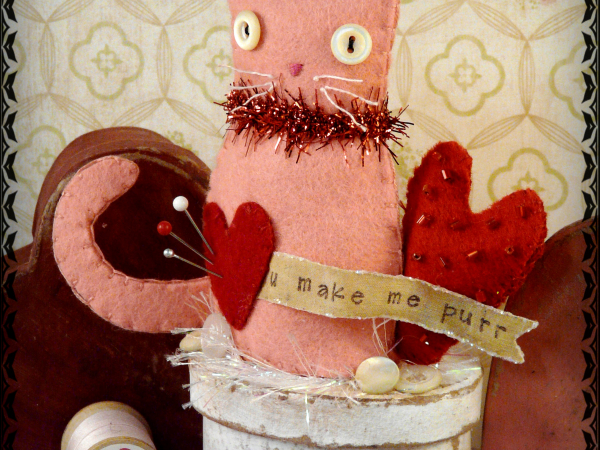 Valentine Kitty Cat Make DO pattern banner doll