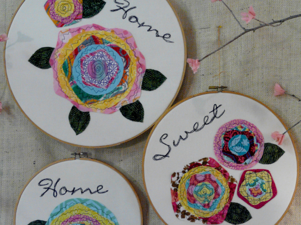 Home is the happiest place hoop art pattern