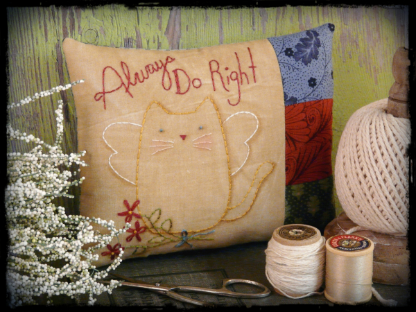 Always do right embroidery pattern - kitty angel