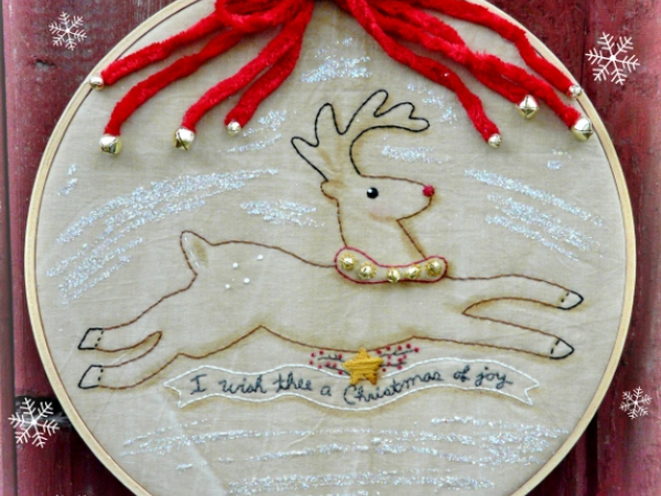I wish thee a Christmas of joy Reindeer embroidery pattern #346