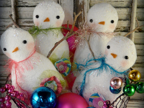 Christmas Wool Snowman Pattern - 2013 bowl filler ornaments ornies doll