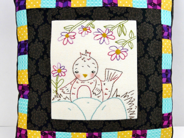 Lovely little hand embroidery book- bird robin pillow