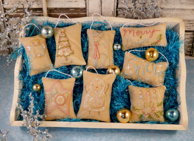 Where the tree top glistens embroidery pattern ornaments christmas
