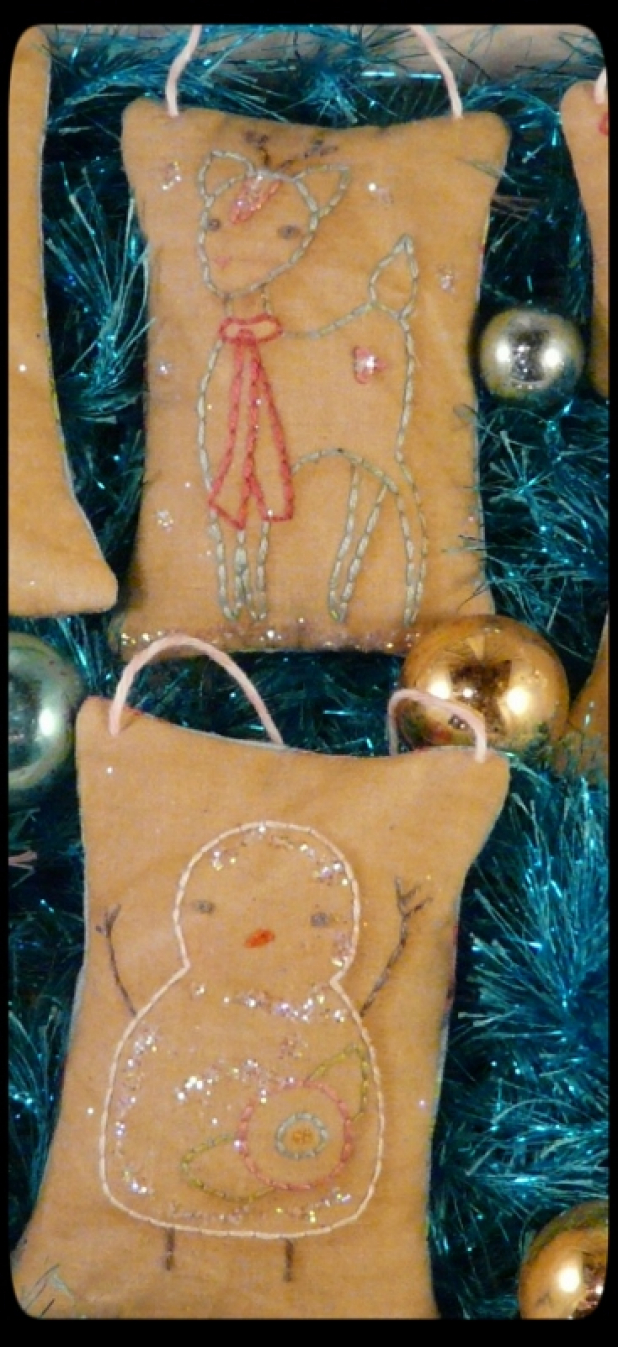 Where the tree top glistens embroidery pattern ornaments christmas deer