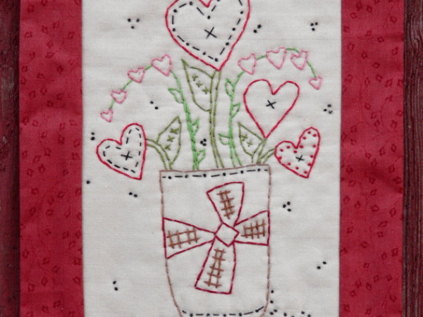 Valentine Bouquet stitchery pattern