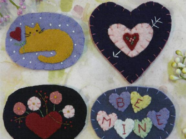 Sweet Valentine pins pattern wool embroidery