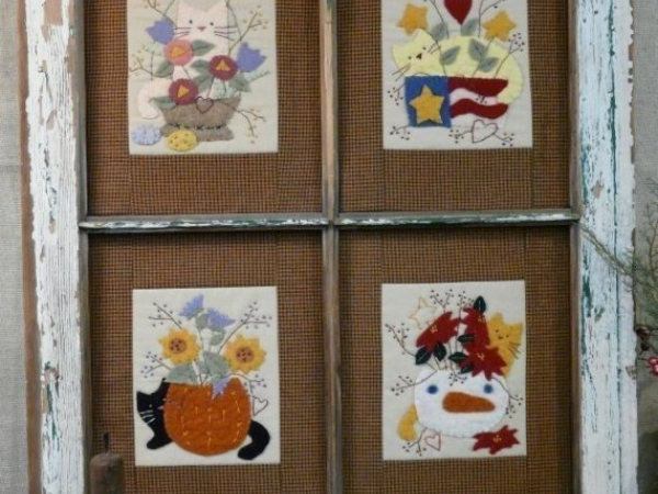 Four Seasons Cats & Flowers Pattern