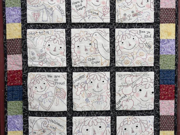 Raggedy Gals embroidery big Quilt pattern 12 months
