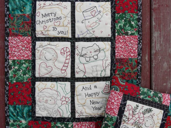 MERRY CHRISTMAS STITCHERY QUILT PATTERN