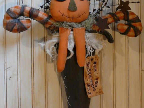 Witch's stocking halloween Pattern primitive
