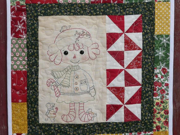 CANDY CANE RAGGEDY AND MOUSERS STITCHERY QUILT WALLHANGING PATTERN