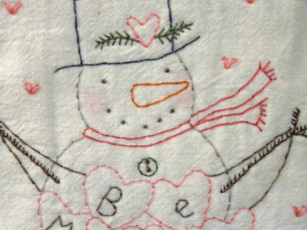 Be Mine valentine snowman embroidery pattern