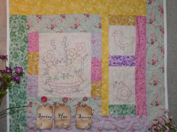 Spring has Sprung quilt embroidery pattern tags
