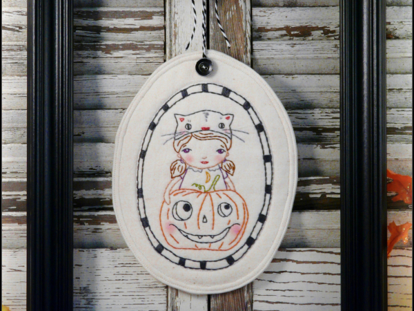 cute kitty cat hat halloween girl pattern