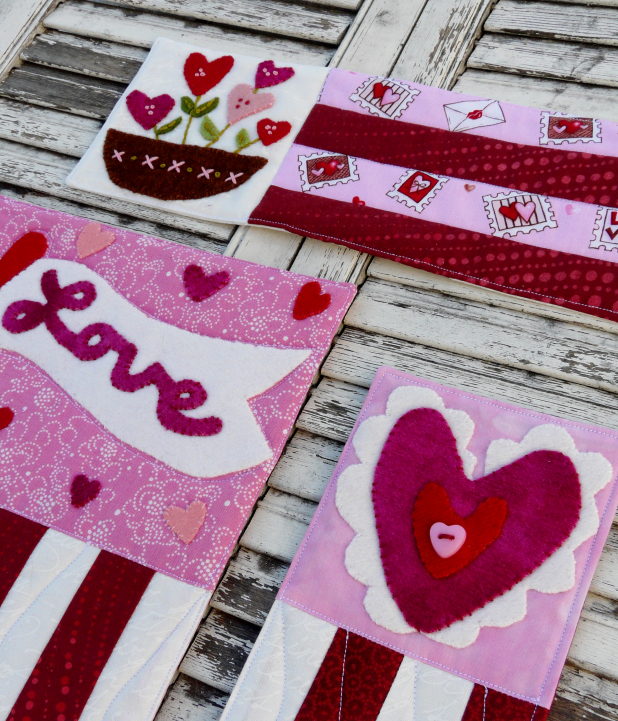 A vintage Valentine heart banner mini Quilts pattern