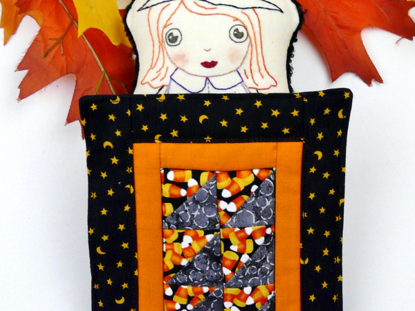 good witch embroidery doll with mini quilt pattern