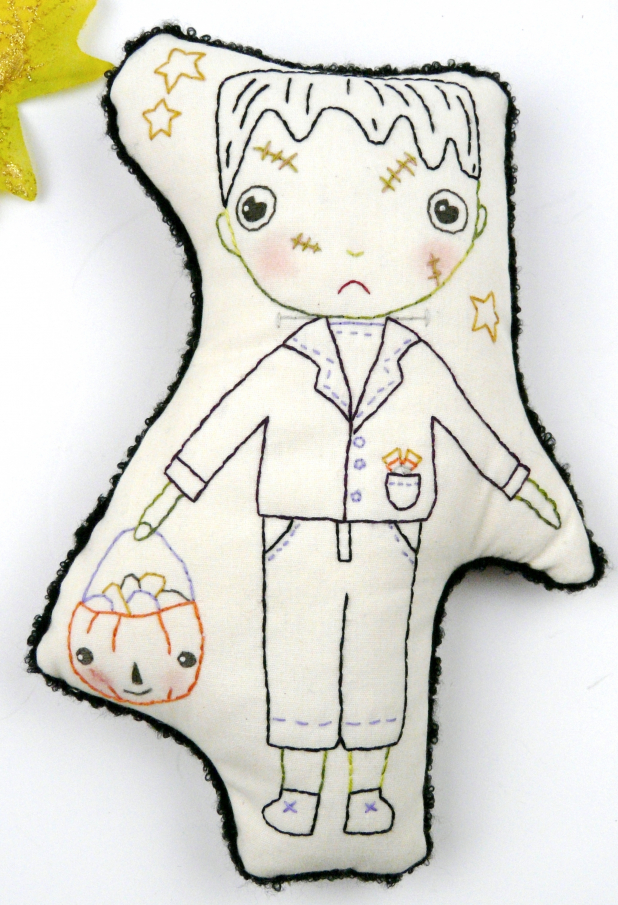 Frankenstein monster doll with quilt pattern