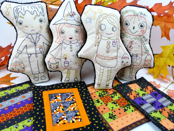 halloween embroidery doll collection with quilts