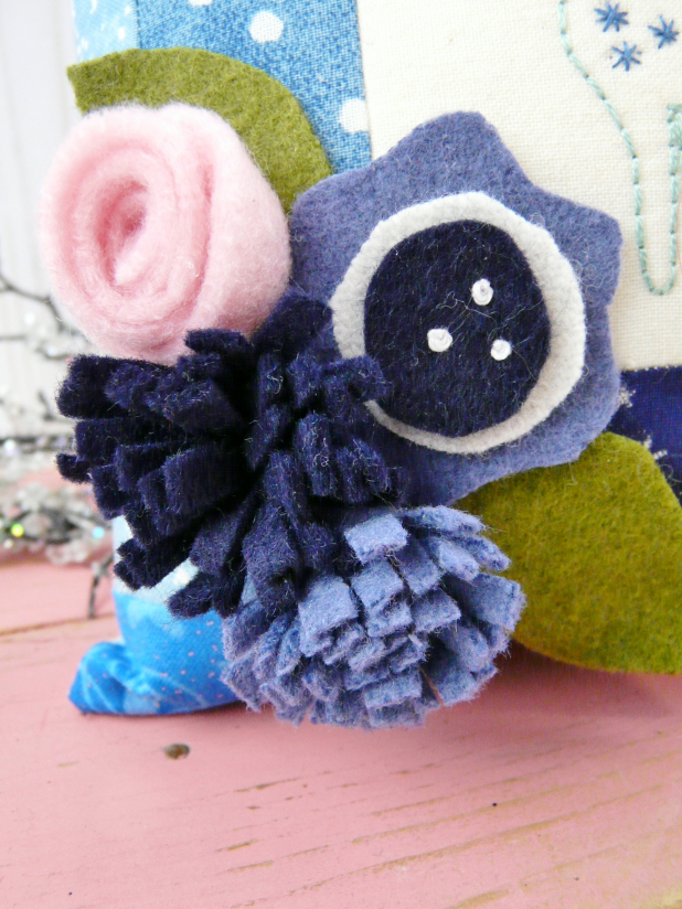 hand embroidery cat felt flowers pattern