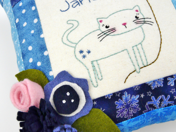 hand embroidery cat felt flowers pattern