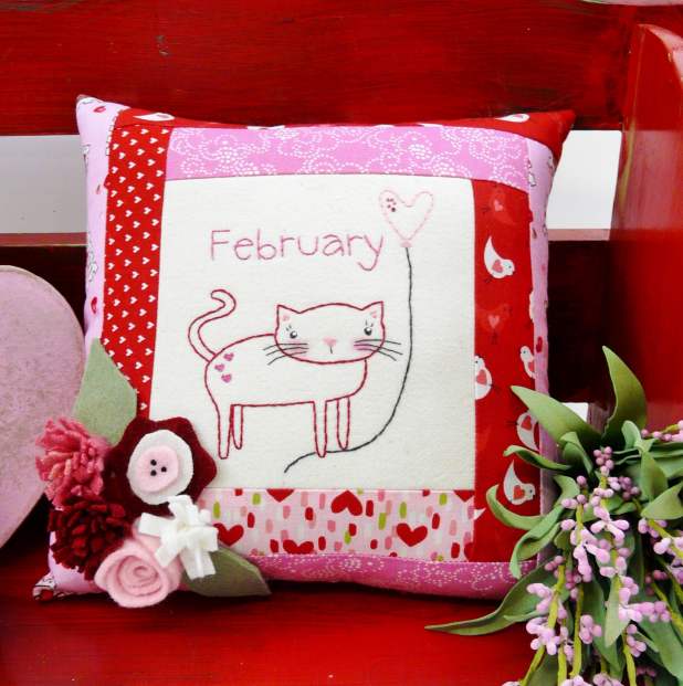 valentine hand embroidery quilted felt flower pattern