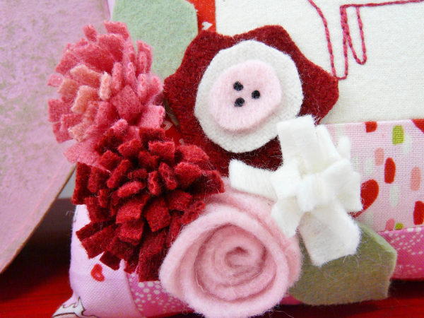 valentine hand embroidery quilted felt flower pattern