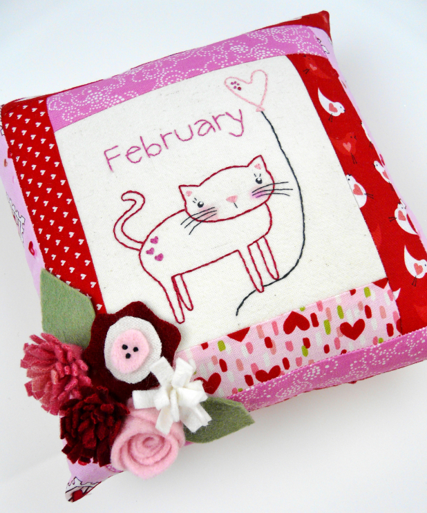 valentine hand embroidery quilted felt flower pattern