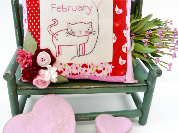 valentine hand embroidery quilted felt flower pattern