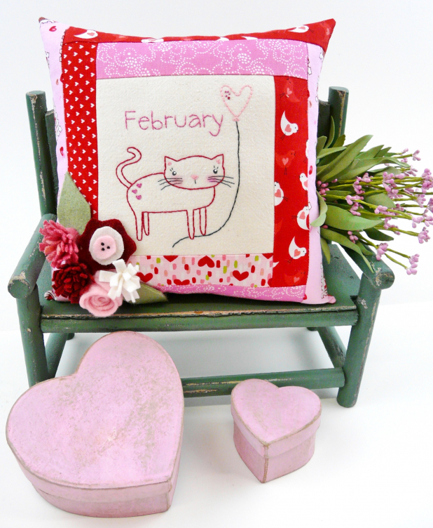 valentine hand embroidery quilted felt flower pattern