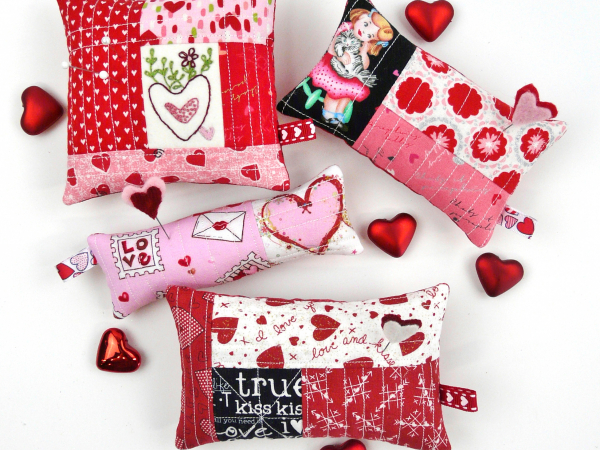 valentine hand embroidery pincushion quilted pattern