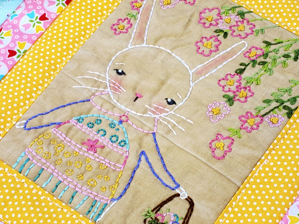 bunny & eggs easter embroidery quilt pattern