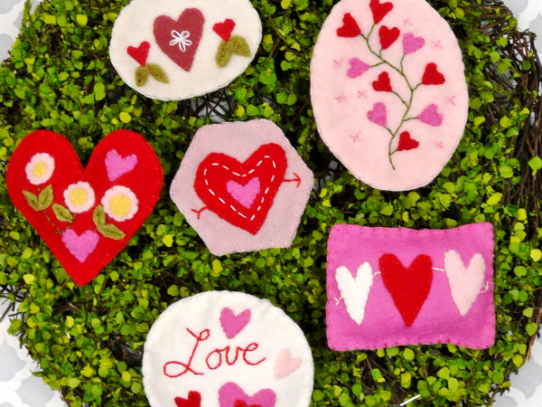 Sweet Valentine wool Ornaments Pattern 429