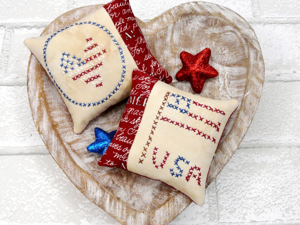 Americana Ornaments embroidery Pattern 439- faux cross stitch