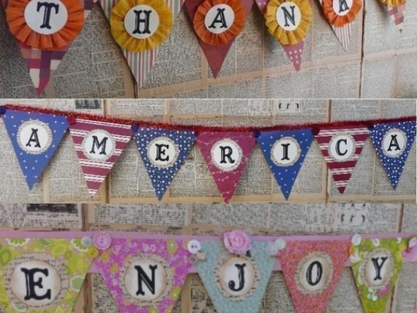 Personalized Pennant banner pattern  thanks america enjoy