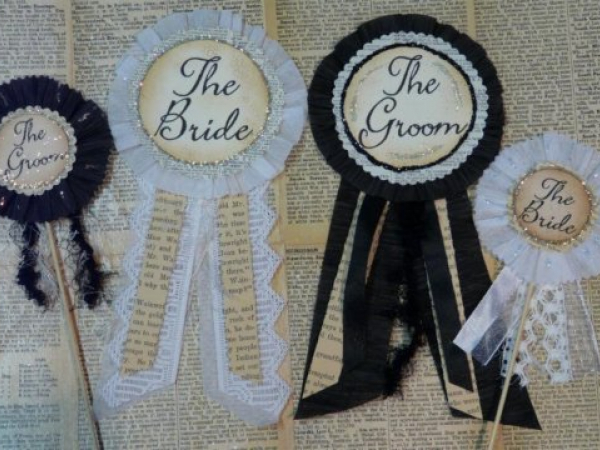 brid groom wedding pin badges & cake poke pattern
