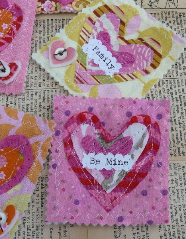Scrappy Happy Valentine's day heart pins pattern