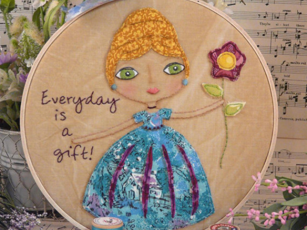 Everyday is gift Stitchery hoop art pattern embroidery girl