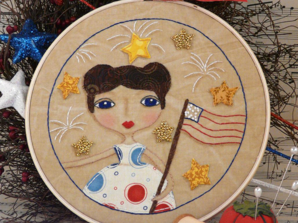 Life, liberty, & Freedom Stitchery hoop art pattern girl flag