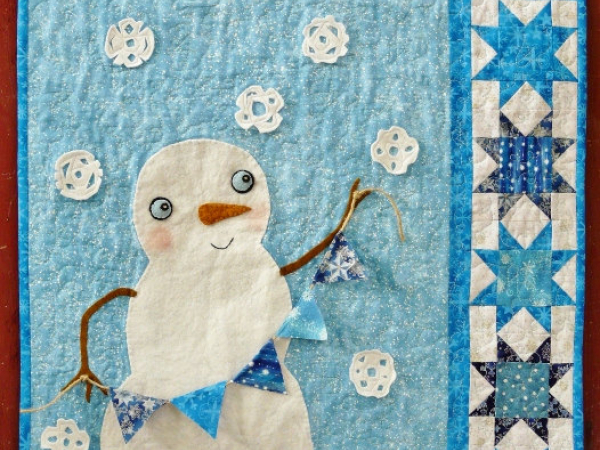 Wish upon a snowflake quilt pattern snowman banner