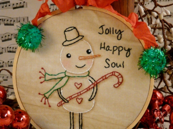 Jolly Happy Soul embroidery pattern snowman