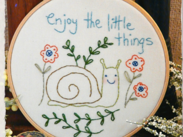 Enjoy the little things embroidery pattern snail garden inspire