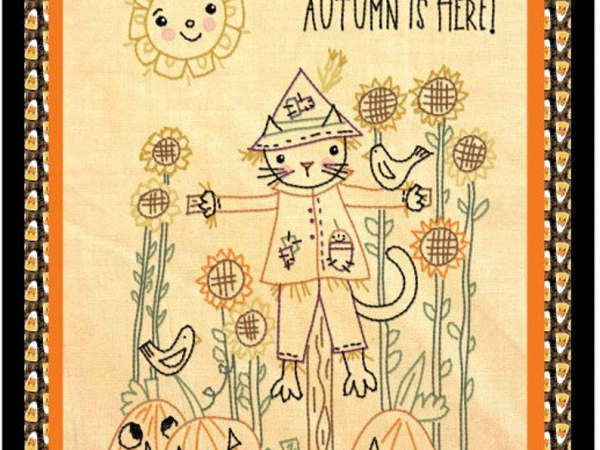 Autumn Halloween scarecrow CAT Stitchery Pattern embroidery 431