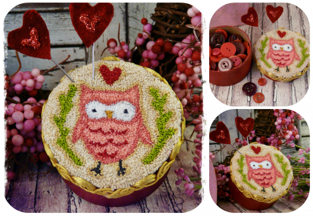 valentine owl punch needle pattern