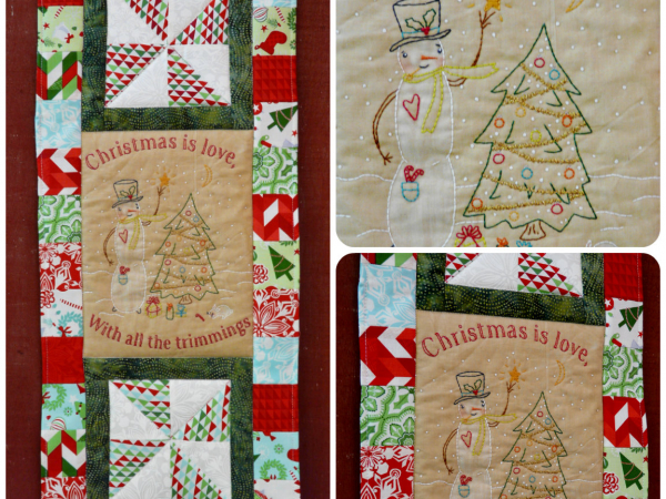 Frosty trimming tree embroidery patchwork  pattern